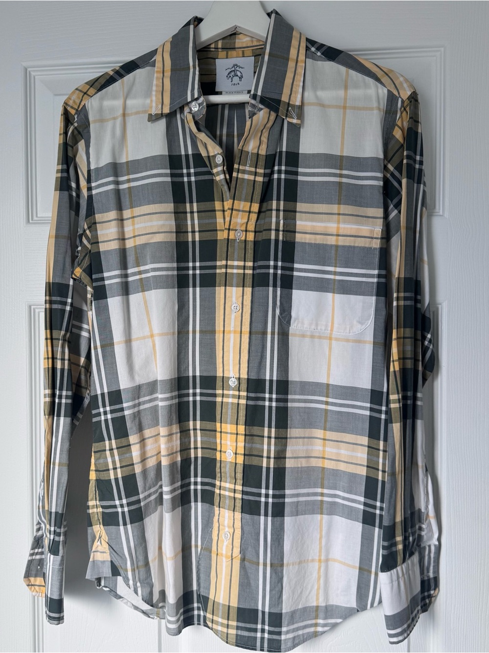 Men's Plaid Button-Up Shirt - Yellow & Gray